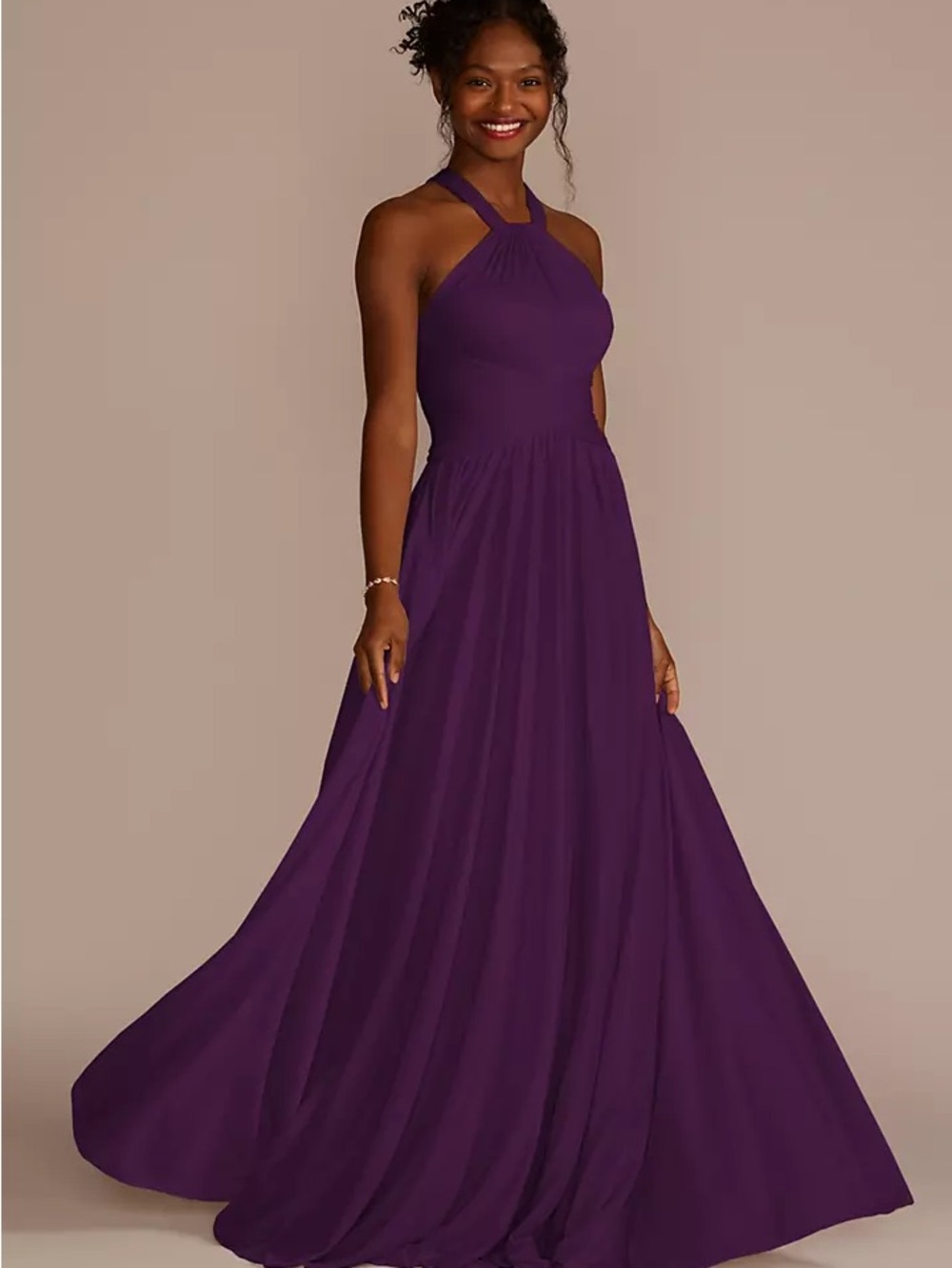 NWT $149 Davids Bridal High-Neck Mesh Dress with Full Skirt